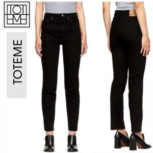Totême Original Slim Straight Black Jeans Mid Rise Size 24 Made in Italy